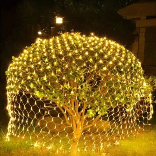 Plasă luminoasă LED de Crăciun, alb cald, 2 × 2 m, 144 LED-uri, 8 moduri