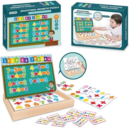 Puzzle magnetic educativ cu cifre – învățăm să numărăm în cutie din lemn