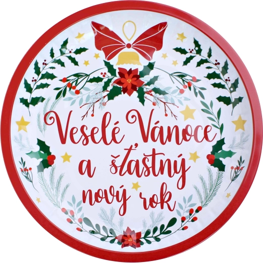 Tavă rotundă din tablă Crăciun Fericit 26 cm