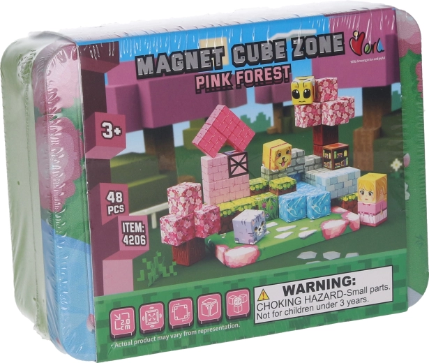 Magnet Cube Zone Pink forest set de construcție 48 de piese