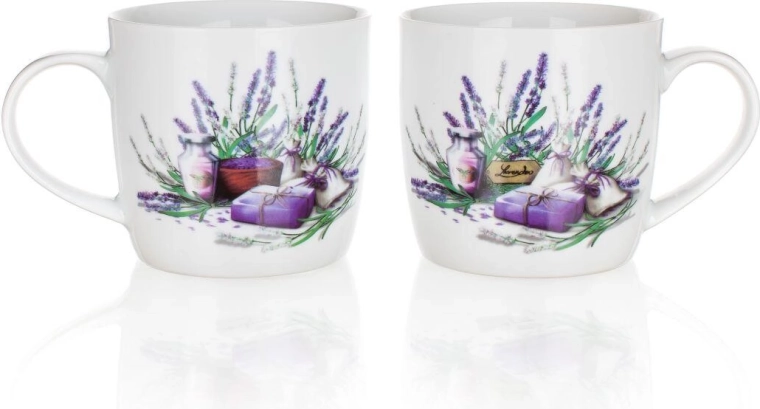 Căni ceramice LAVENDER 360 ml, set 2 buc