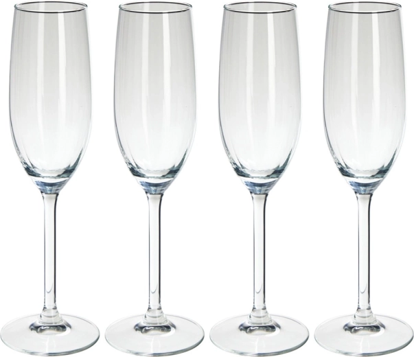 Pahare de șampanie din sticlă 210 ml, set 4 buc