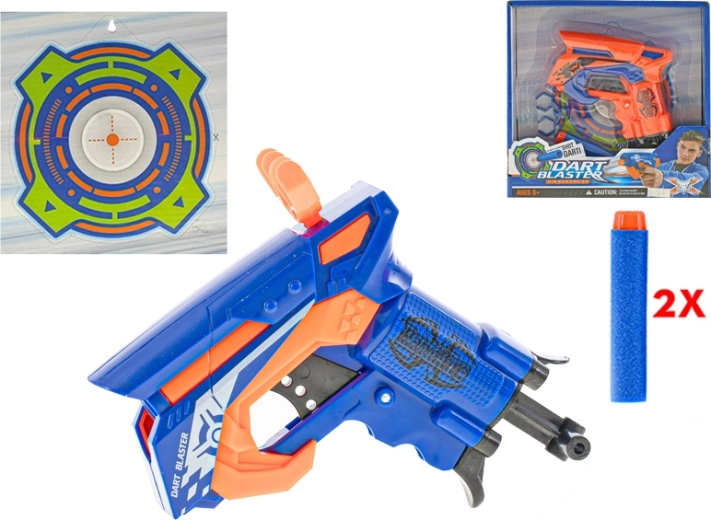 Pistol cu armare manuală cu gloanțe din spumă și țintă 11 cm