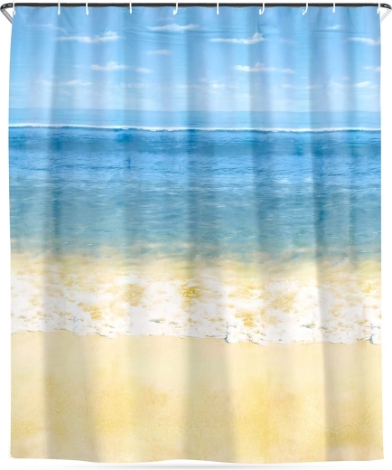 Perdea de duș impermeabilă cu cârlige Plajă 180 × 180 cm
