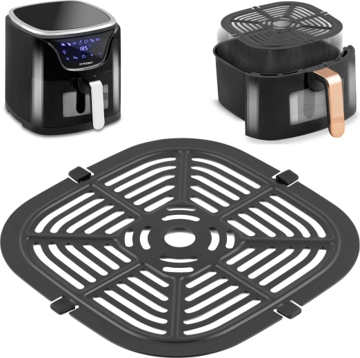 Grătar pentru friteuză cu aer cald Berdsen BD-652, 21 × 21 cm, inox cu strat antiaderent PTFE