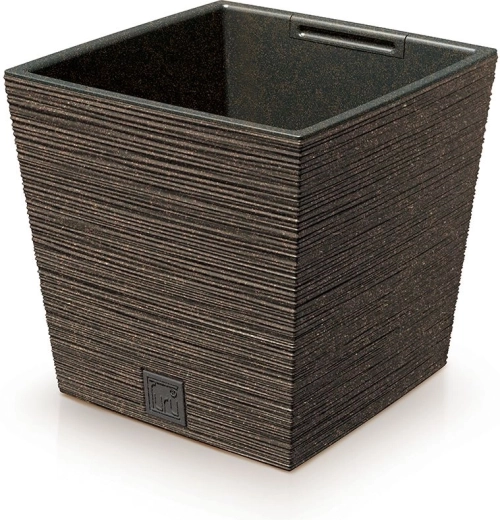 Ghiveci Furu Square Low Eco Wood cu inserție 29,5 cm – cafea