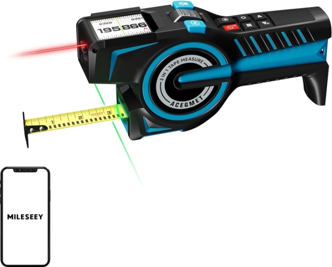 Telemetru laser Mileseey DTX 10 cu bandă de măsurare și Bluetooth (100 m)