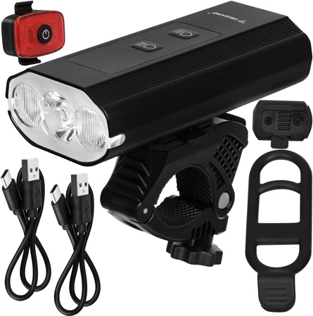 Set de lumini pentru bicicletă Trizand LED 1300 lm (față + spate) cu USB-C și powerbank