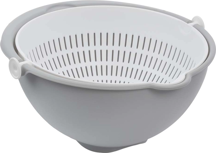 Strecurătoare pentru salată 2‑în‑1, gri nordic, 25 × 25 × 12 cm