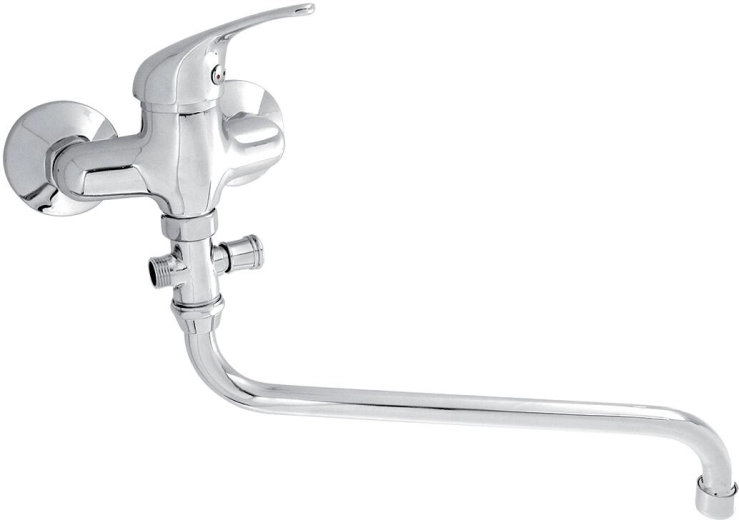 Baterie de cadă montată pe perete TITANIA IRIS, crom, gura de scurgere 330 mm