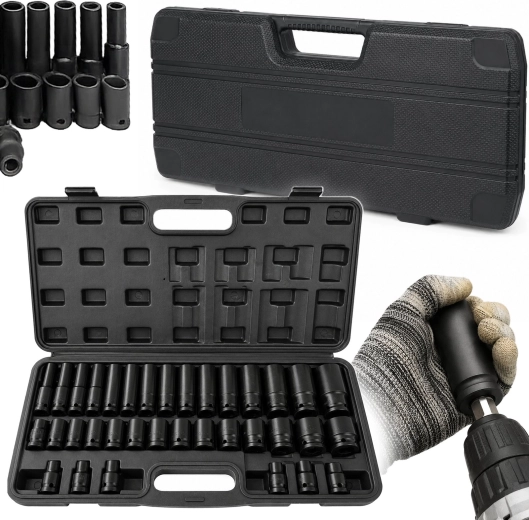 Set de capete tubulare de impact Renew Force 1/2" 8–32 mm (35 piese) cu valiză