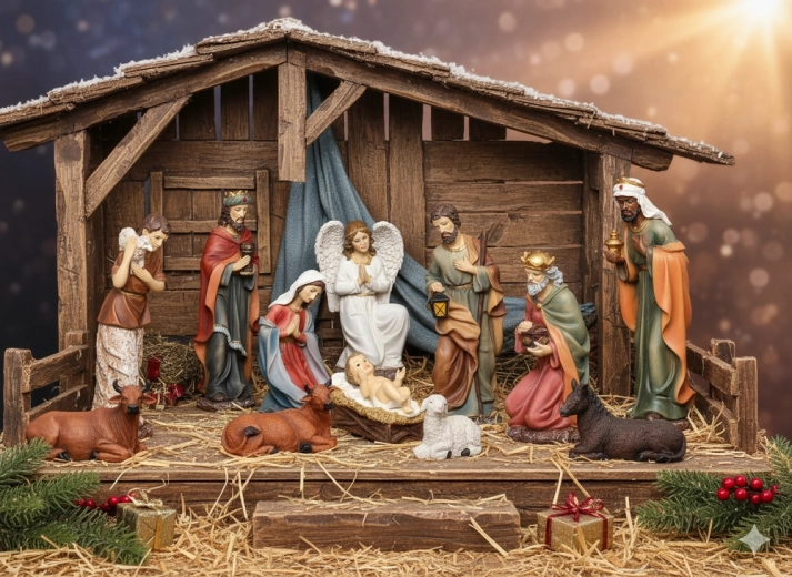 Set de figurine pentru iesle din rășină epoxidică – 11 piese (până la 46 cm)