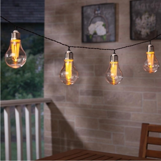 Ghirlandă solară de grădină 3,8 m, 10 LED alb cald, becuri mari