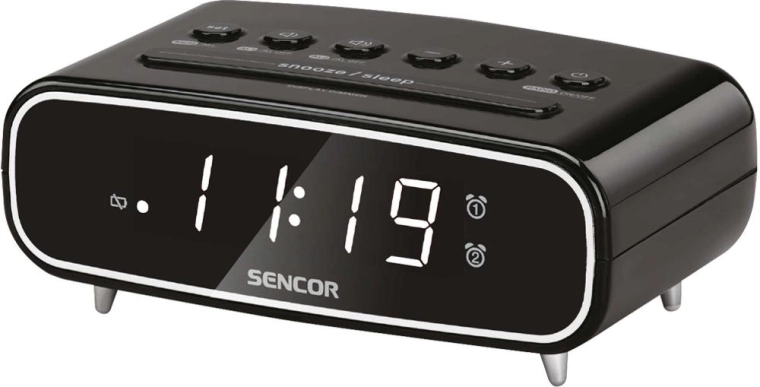 Ceas cu radio Sencor cu radio FM PLL și alarmă duală