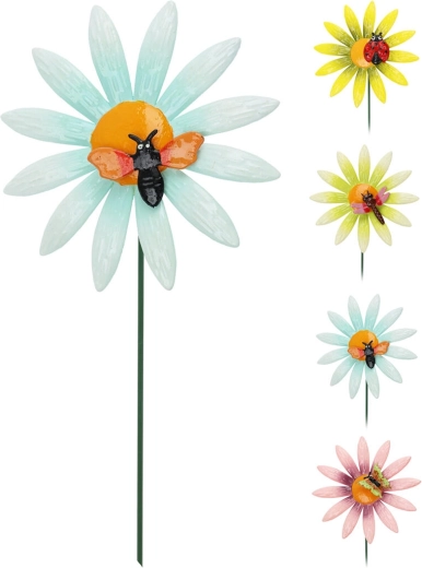 Pic decorativ de grădină floare cu insecte 68 cm, mix 4 tipuri
