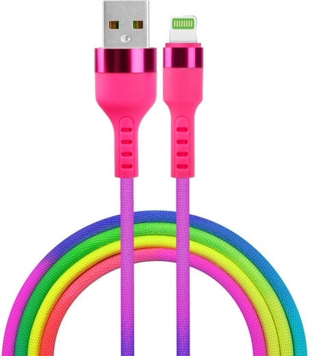 Setty cablu USB–Lightning 1,2 m 2,1 A curcubeu