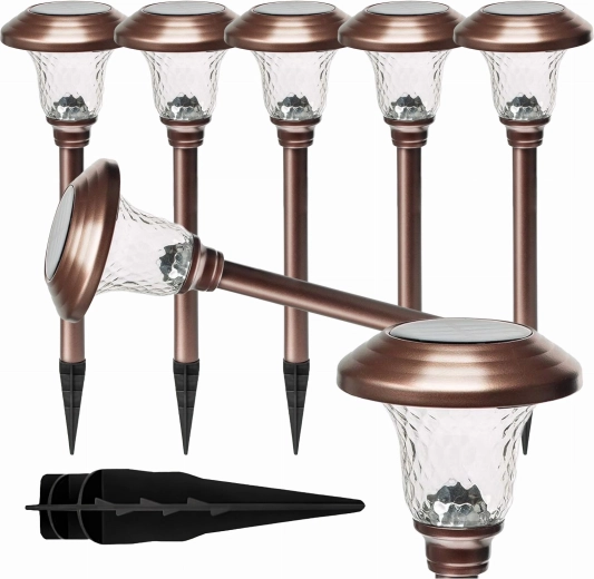 Lămpi solare de grădină cu țăruș 42 cm, set 6 buc.