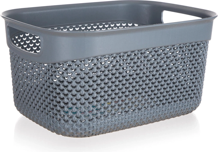 Coșuleț din plastic cu aspect de ratan, antracit, 6,6 l