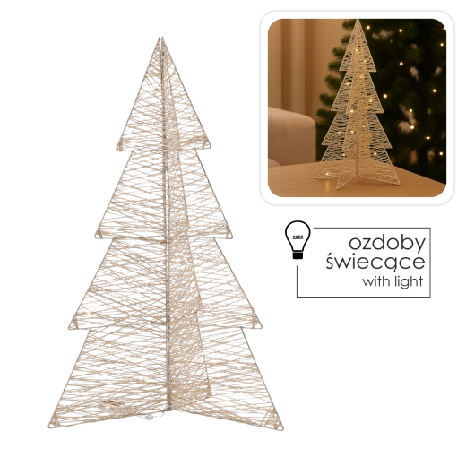 brad de Crăciun luminos LED 75 cm în culoarea auriu șampanie