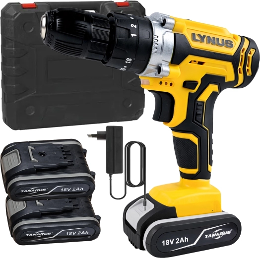 Mașină de găurit și înșurubat cu acumulator 18 V cu LED, geantă și 2× baterii 2 Ah