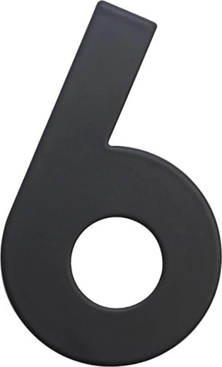 Număr de casă 6, 75 mm, inox, negru mat