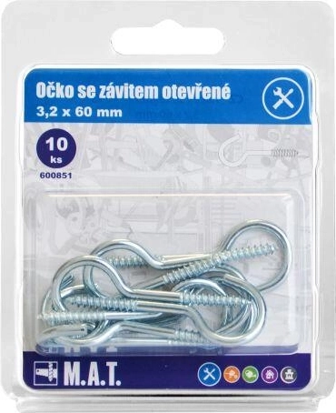 Cârlig cu filet 60 × 3,2 mm, zincat (10 buc)