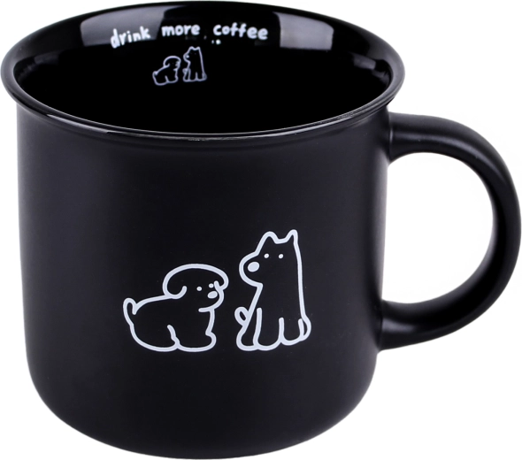 Cană ceramică cu cățel 380 ml neagră