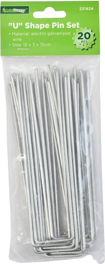 Ancoră în U pentru agrotextil 15 × 3 × 15 cm zincat (20 buc)