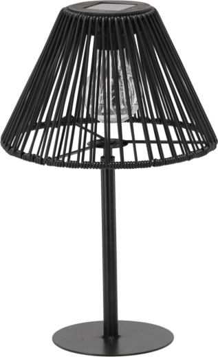 Lampă de masă solară din metal, neagră, 33 cm LED