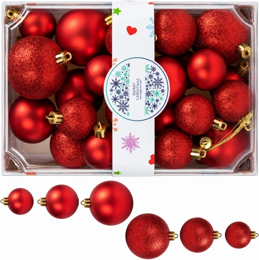 Decorațiuni de Crăciun lucioase și incasabile - set de 26 de bucăți