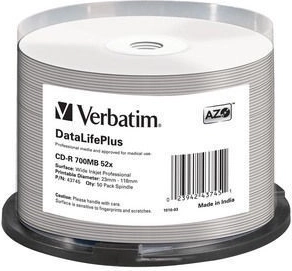 Verbatim DataLifePlus CD-R 700 MB 52x cu suprafață imprimabilă - 50 buc.