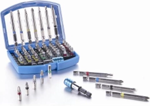 Set de biți pentru bormașină 25 și 75 mm, 56 piese cu suport în valiză