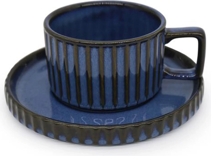 Ceașcă din ceramică cu farfurioară Toro 250 ml, albastră