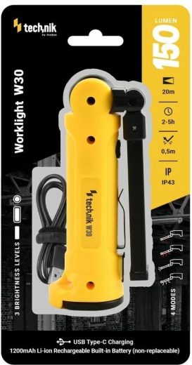 Technik W30 lampă de lucru reîncărcabilă COB LED 150 lm cu lumină roșie