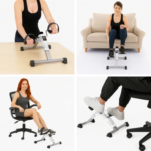 Pedalier compact sub birou și lângă canapea