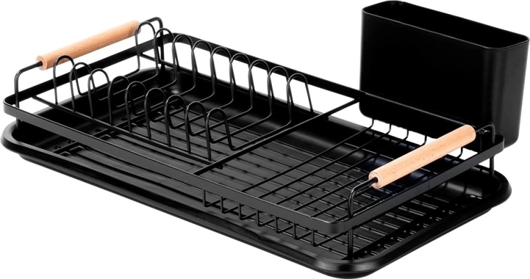 Structură metalică solidă și mânere din lemn