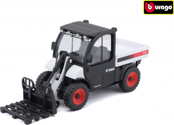Bburago BOBCAT TOOLCAT 5600 cu furcă pentru paleți, alb & negru, die-cast
