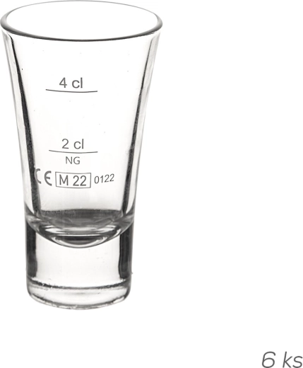 Păhărel gradat Cheerio 0,06 l (marcaj 2 cl/4 cl) 6 buc.