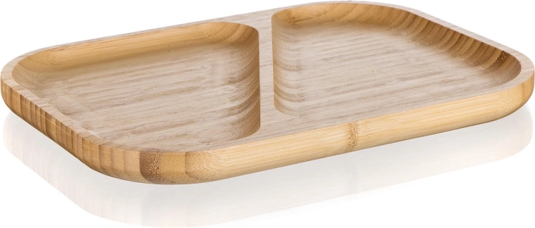 Farfurie de servire din bambus, compartimentată, 28,5 × 21 × 2 cm BRILLANTE