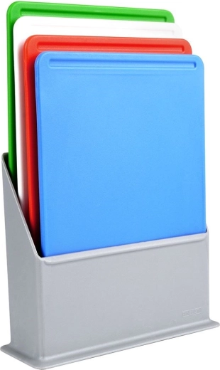 Tocătoare din plastic cu suport 20,5 × 15 cm, set 4 buc.