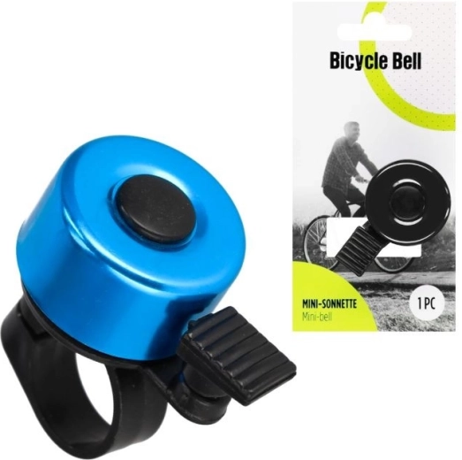 Clopoțel metalic mini pentru bicicletă (albastru sau negru) - 1 bucată
