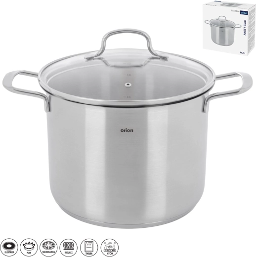 Oală din inox Anett glass 10,7 l cu capac din sticlă