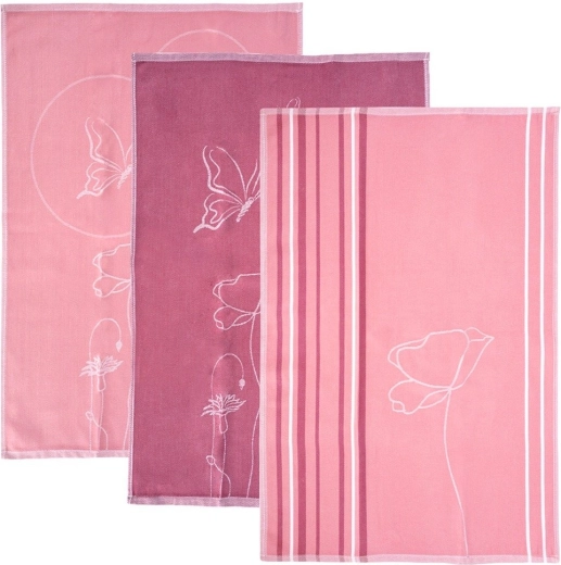 Prosoape de bucătărie din bumbac Maki roz 70 × 50 cm - 3 buc.