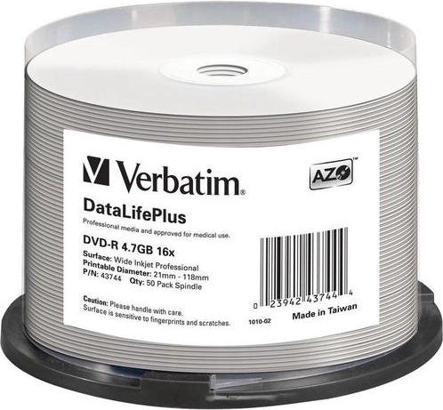 Verbatim DataLifePlus DVD-R 4,7 GB 16x cu suprafață imprimabilă - 50 buc.