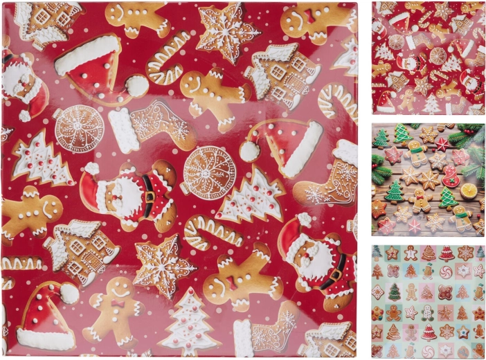 Tavă pătrată de Crăciun 30 × 30 cm din plastic, mix decorațiuni