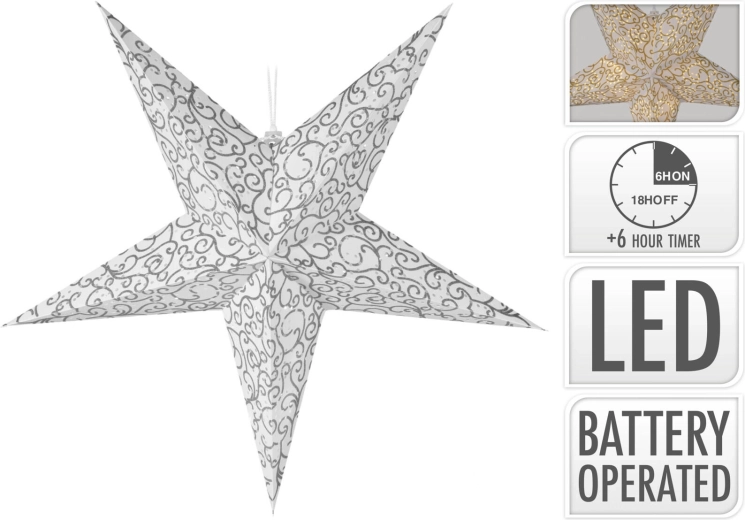 Stea luminoasă pliabilă 60 cm cu LED și temporizator