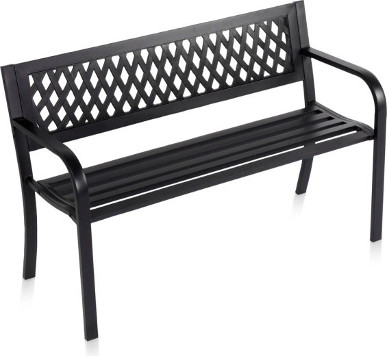 Bancă de grădină metalică neagră Vilde 119 × 45 × 76 cm