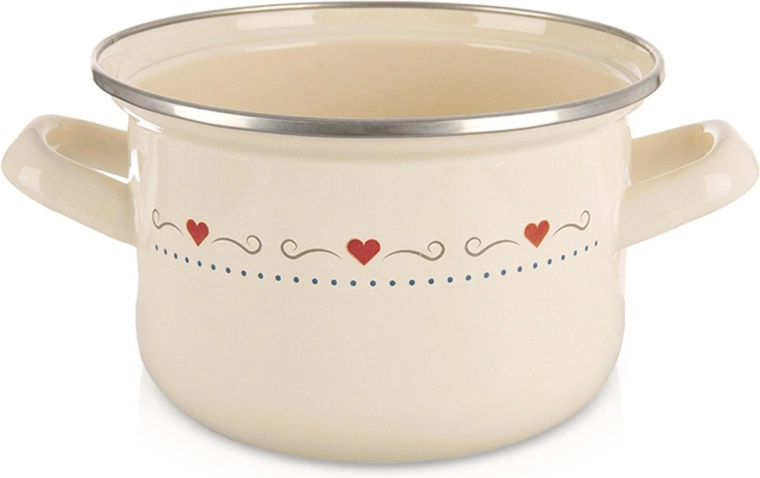 Oală emailată TONCA 16 cm, 1,4 l – crem