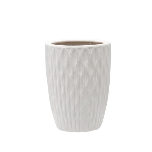 Ghiveci decorativ ceramic alb lucios 24,5 × 24,5 × 33 cm