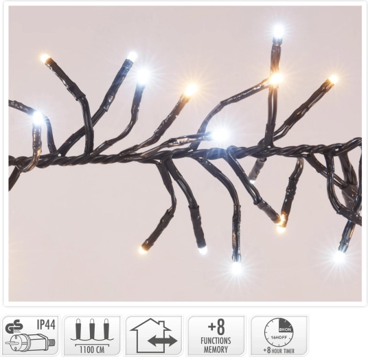 Ghirlandă luminoasă de Crăciun 11 m, 1512 LED, alb cald, 8 funcții, IP44, cu temporizator - 1 bucată